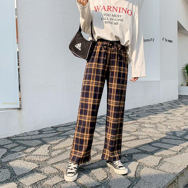 women's pants & capris 2021 spring autumn women pant casual laides bottoms plaid print female straight loose fashion high quatily ly01, Black;white
women's pants & capris 2021 spring autumn women pant casual laides bottoms plaid print female straight loose fashion high quatily ly01, Black;white