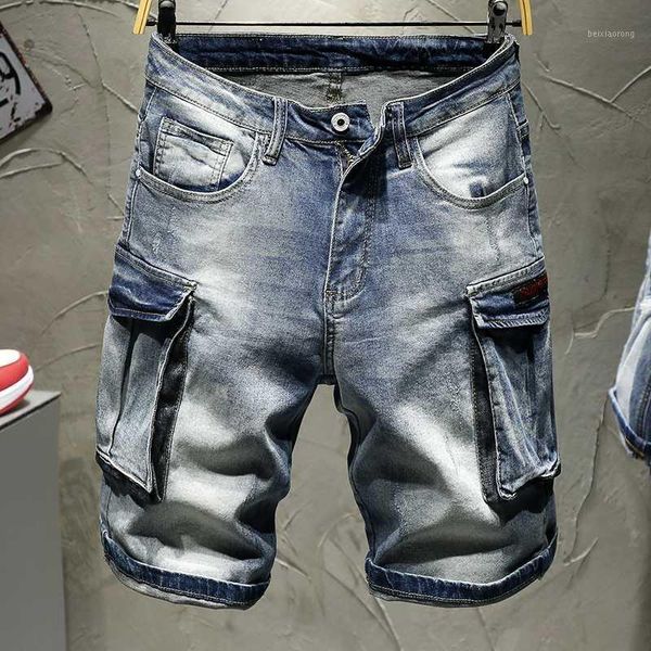 2020 brand men's fashion denim shorts summer slim fit casual cotton large pocket tooling style male jean mid pants1, Blue
2020 brand men's fashion denim shorts summer slim fit casual cotton large pocket tooling style male jean mid pants1, Blue