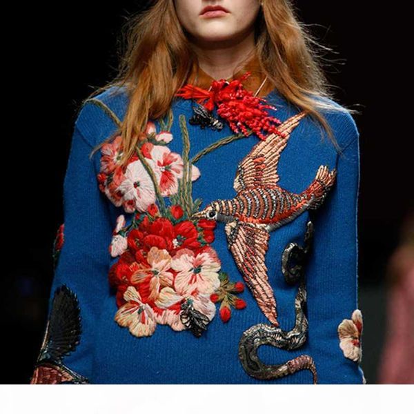 2020 runway designer blue bird embroidery women sweater pullovers winter christmas beading knitting jumper clothing, White;black
2020 runway designer blue bird embroidery women sweater pullovers winter christmas beading knitting jumper clothing, White;black