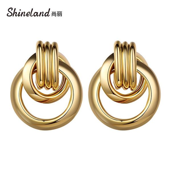 stud shineland trendy fashion metal elegant circle earrings woman 2021 vintage gold color punk statement brincos jewelry, Golden;silver
stud shineland trendy fashion metal elegant circle earrings woman 2021 vintage gold color punk statement brincos jewelry, Golden;silver