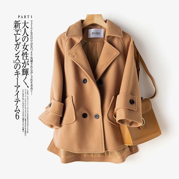 women's wool & blends winter large size fashionable short-length woolen cloth coat, Black
women's wool & blends winter large size fashionable short-length woolen cloth coat, Black