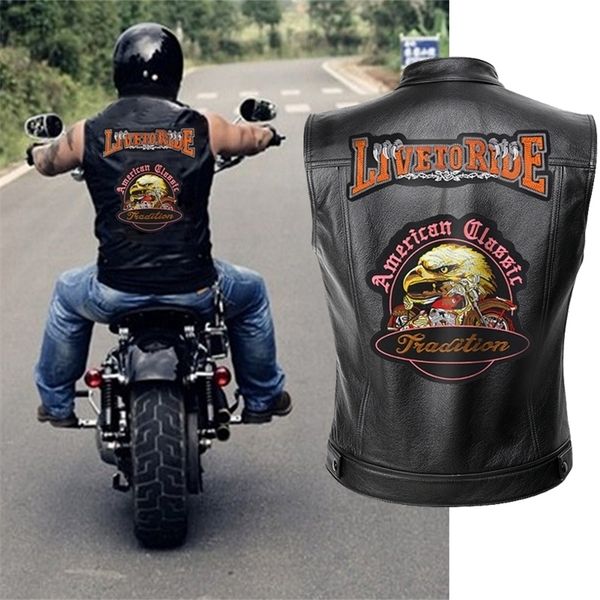 live to ride motorcycle leather vest jacket mens spring jackets black motorrad gilet plus size 201222
live to ride motorcycle leather vest jacket mens spring jackets black motorrad gilet plus size 201222