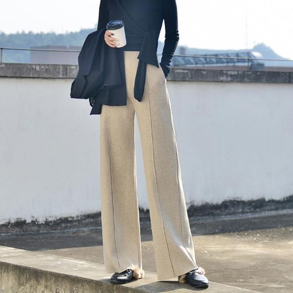 women 2021 autumn winter loose high waist woolen long trousers female fashion korean office ladies wide leg pants plus size s43, Black;white
women 2021 autumn winter loose high waist woolen long trousers female fashion korean office ladies wide leg pants plus size s43, Black;white