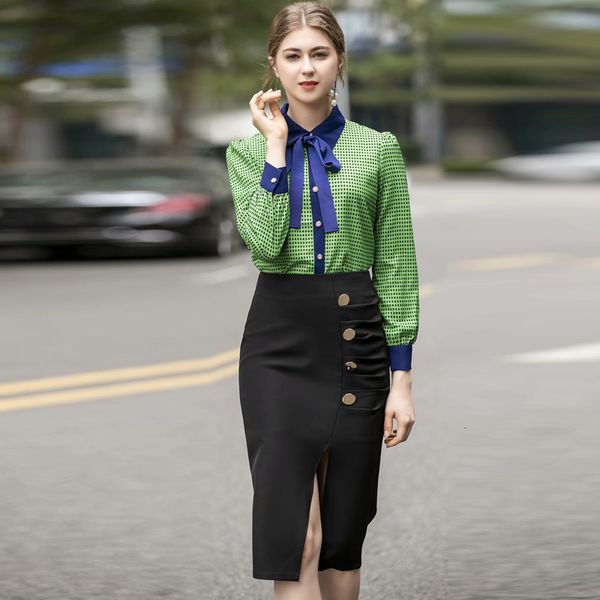 chess single bow print breasted shirt long slit fine bending black half skirt two suit parts spring new woman jwm3, White
chess single bow print breasted shirt long slit fine bending black half skirt two suit parts spring new woman jwm3, White