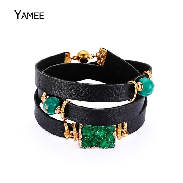 fashion magnet buckle bracelet green natural stone druzy sea sediment imperial jaspers beads leather rope chain bracelet charm y200730, Black
fashion magnet buckle bracelet green natural stone druzy sea sediment imperial jaspers beads leather rope chain bracelet charm y200730, Black