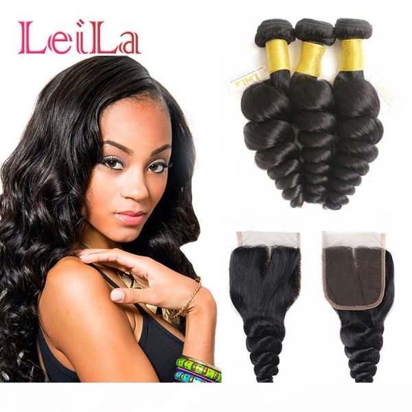 brazilian peruvian indian malaysian remy hair bundles with lace closure 4pieces lot virgin hair loose wave human hair weaves from leila, Black
brazilian peruvian indian malaysian remy hair bundles with lace closure 4pieces lot virgin hair loose wave human hair weaves from leila, Black