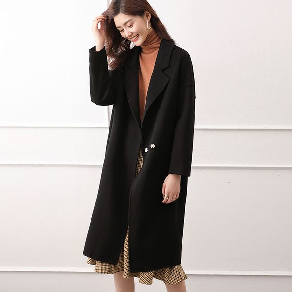 2021 new autumn female winter 100% cocoon fashion narrow lapel double-sided wool coat covered designer #102 116p, Black
2021 new autumn female winter 100% cocoon fashion narrow lapel double-sided wool coat covered designer #102 116p, Black