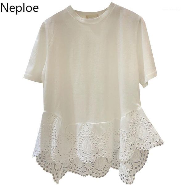 women's t-shirt neploe 2021 summer korean tshirt lace hollow-out ruffles patchwork t shirts women short sleeve white black tees 529301
women's t-shirt neploe 2021 summer korean tshirt lace hollow-out ruffles patchwork t shirts women short sleeve white black tees 529301