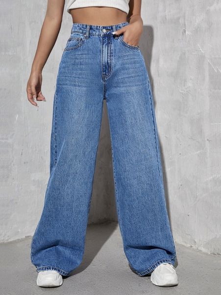 high waisted wide leg jeans b9wv#, Blue
high waisted wide leg jeans b9wv#, Blue