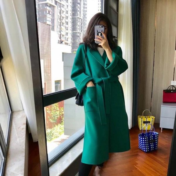 long coat jackets wool overcoat sashes warm cardigan outwear loose cloak with pockets 2020 women vintage winter 95% cashmere, Black
long coat jackets wool overcoat sashes warm cardigan outwear loose cloak with pockets 2020 women vintage winter 95% cashmere, Black