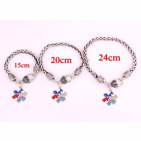 15cm20cm24cm(pick your size) wheat link chain hope multi crystal autism awareness puzzle piece charm lobster claw bracelet1, Golden;silver
15cm20cm24cm(pick your size) wheat link chain hope multi crystal autism awareness puzzle piece charm lobster claw bracelet1, Golden;silver