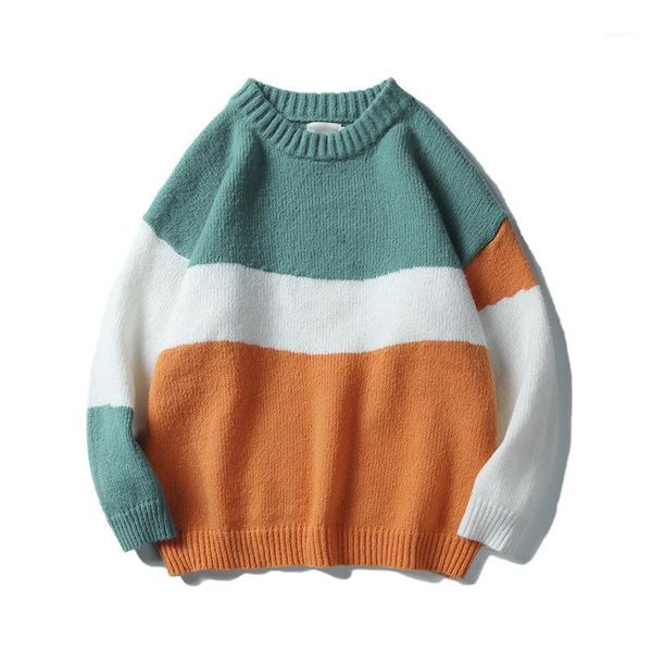 autumn and winter japanese casual color matching loose round neck men's sweater lovers thick sweater1, White;black
autumn and winter japanese casual color matching loose round neck men's sweater lovers thick sweater1, White;black