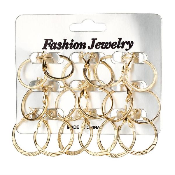 9 pair/set geometric round punk hoop earrings for women girls twist earring party jewelry gift gold silver color, Golden;silver
9 pair/set geometric round punk hoop earrings for women girls twist earring party jewelry gift gold silver color, Golden;silver