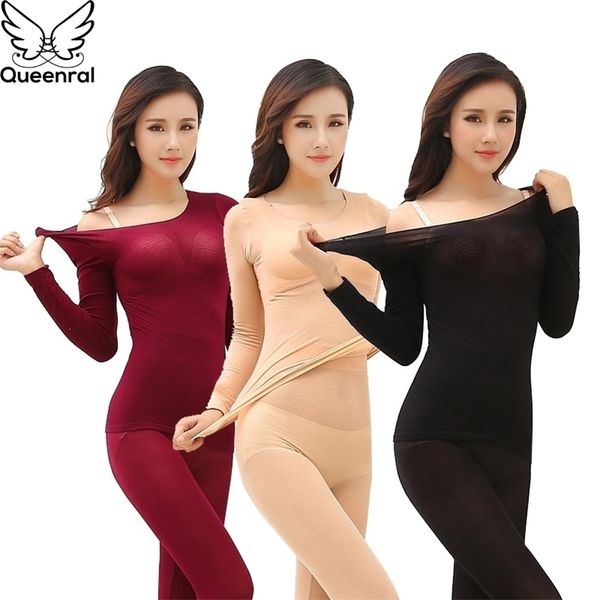 queenral thermal underwear men women long johns winter ultra thin seamless shape slimming thermal underwear male female 201124, Black;pink