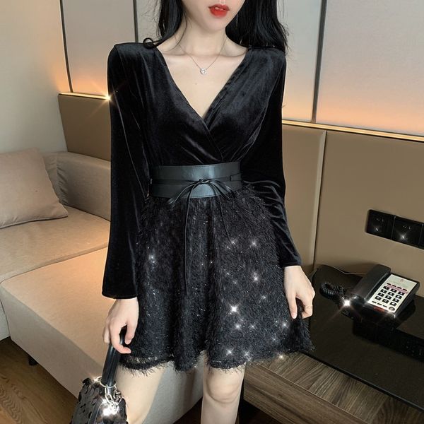 2021 New Women's Sexy Retro Tassels with Black Lace Cleavage As a Club Gown Waist Long Sleeves the Short Line Dressed in Gothic Dress UEQ2, Black;gray
2021 New Women's Sexy Retro Tassels with Black Lace Cleavage As a Club Gown Waist Long Sleeves the Short Line Dressed in Gothic Dress UEQ2, Black;gray