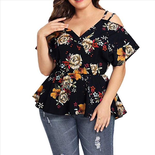 womens and blouses plus size summer short sleeve shirt cold shoulder floral peplum tunic blouse blusa feminina, White
womens and blouses plus size summer short sleeve shirt cold shoulder floral peplum tunic blouse blusa feminina, White