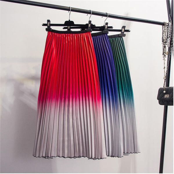 2020 summer gradient color skirt elastic waist striped pleated skirts rainbow women casual mid calf skirts qh1794, Black
2020 summer gradient color skirt elastic waist striped pleated skirts rainbow women casual mid calf skirts qh1794, Black