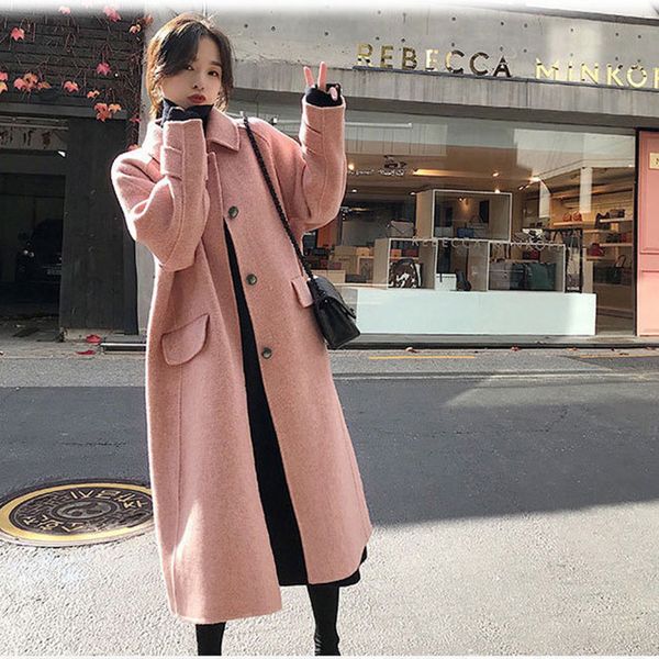 autumn winter cashmere women's 2021 mid-length thick lapel loose woolen female wool coat casual stitching outwear e272, Black
autumn winter cashmere women's 2021 mid-length thick lapel loose woolen female wool coat casual stitching outwear e272, Black