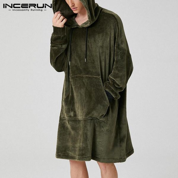 men fleece robes solid color hooded homewear soft long sleeve comfortable loose mens bathrobes pockets leisure nightgown incerun, Black;brown
men fleece robes solid color hooded homewear soft long sleeve comfortable loose mens bathrobes pockets leisure nightgown incerun, Black;brown