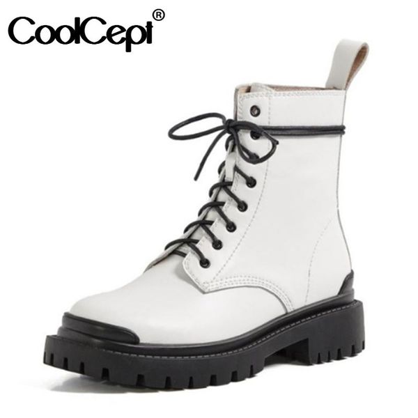 coolcept new women ankle boots lace up genuine leather short boots women fashion cool thick bottom woman size 33-40, Black
coolcept new women ankle boots lace up genuine leather short boots women fashion cool thick bottom woman size 33-40, Black