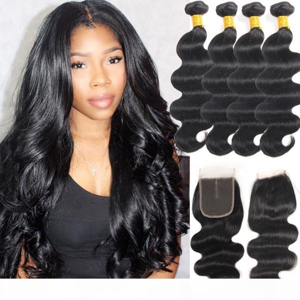 indian body wave human hair 4 bundles with lace closure india remy human hair extension wholesale, Black
indian body wave human hair 4 bundles with lace closure india remy human hair extension wholesale, Black