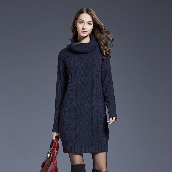 autumn and winter new women's clothing knitted dress long turtleneck sweater plus european and american large size, Black;gray
autumn and winter new women's clothing knitted dress long turtleneck sweater plus european and american large size, Black;gray