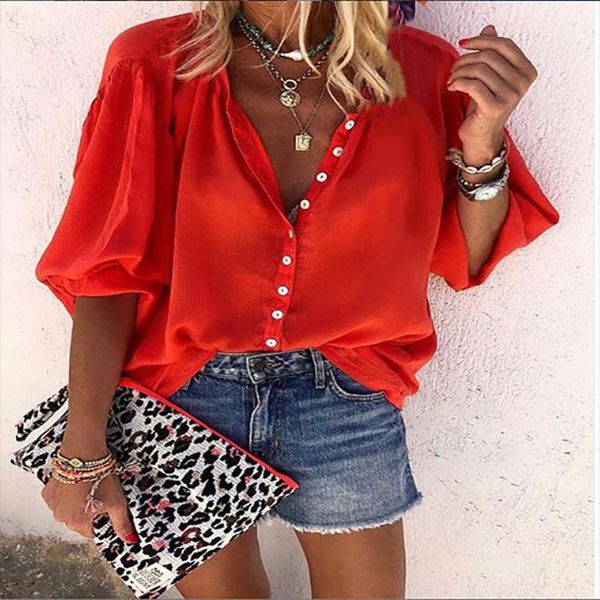 2020 explosion models autumn new solid color long sleeved v neck button ladies shirt summer womens blouse plus size women s, White
2020 explosion models autumn new solid color long sleeved v neck button ladies shirt summer womens blouse plus size women s, White
