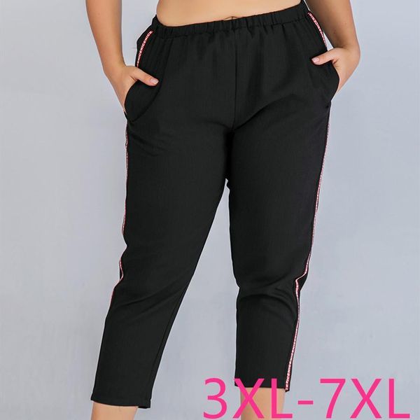 2020 summer plus size pencil pants for women slim casual elastic waist thin stripe long trousers gray black 3xl 4xl 5xl 6xl, Black;white
2020 summer plus size pencil pants for women slim casual elastic waist thin stripe long trousers gray black 3xl 4xl 5xl 6xl, Black;white