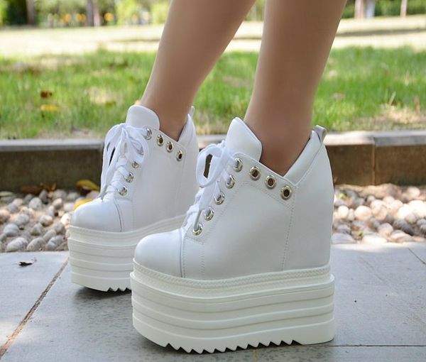 within increased casual shoes 2020 spring new korean women's ankle boots 13cm super high heel short boots wedges women's shoes, Black