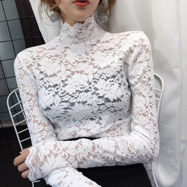 hollow out black t shirt women lace high collar t shirts solid color jacquard bottoming shirts, White
hollow out black t shirt women lace high collar t shirts solid color jacquard bottoming shirts, White