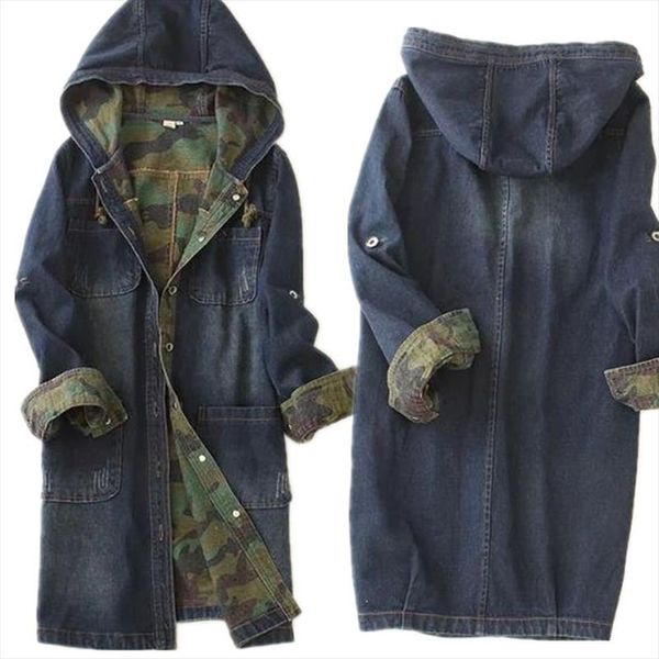 single breasted long denim hooded jacket camouflage women denim jacket spell color drop shipping good quality, Black;brown
single breasted long denim hooded jacket camouflage women denim jacket spell color drop shipping good quality, Black;brown