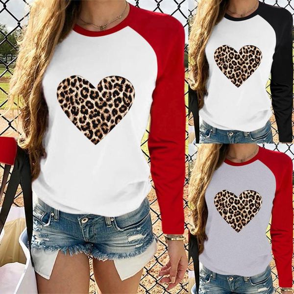 women tshirt valentine's day casual long sleeve o neck leopard print heart-shaped tee shirt femme tshirt haut femme, White
women tshirt valentine's day casual long sleeve o neck leopard print heart-shaped tee shirt femme tshirt haut femme, White