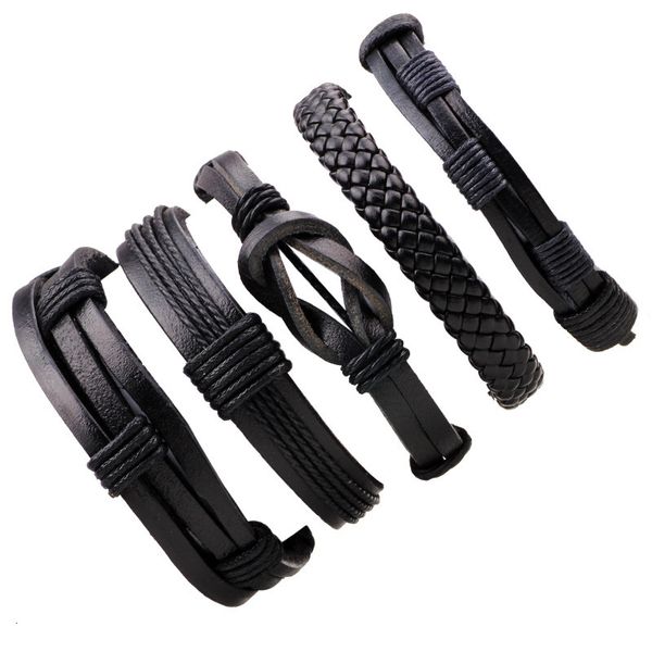 chino jewelry trend personalized men's five piece set of black genuine leather woven bracelet, Silver
chino jewelry trend personalized men's five piece set of black genuine leather woven bracelet, Silver