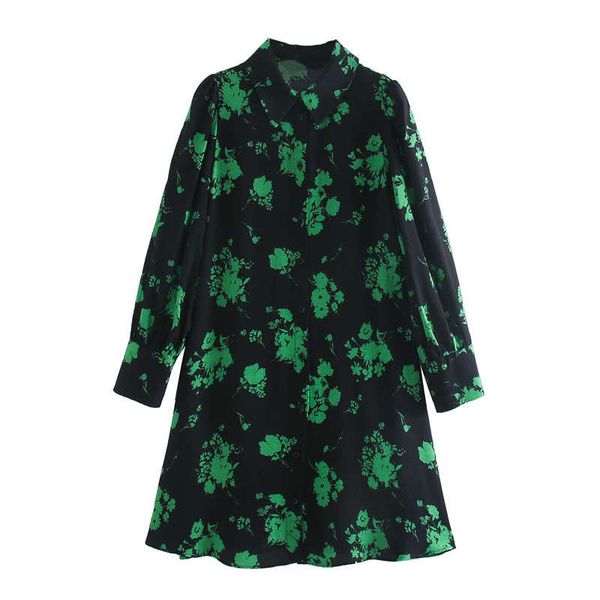 q8539 women's fashion 2020 summer new loose lapel green floral print long sleeve dress, Black;gray
q8539 women's fashion 2020 summer new loose lapel green floral print long sleeve dress, Black;gray