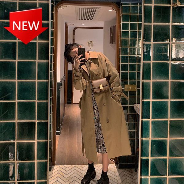 women's trench coats korean students loose over-the-knee khaki coat tide windbreaker long 2021 autumn, Tan;black
women's trench coats korean students loose over-the-knee khaki coat tide windbreaker long 2021 autumn, Tan;black