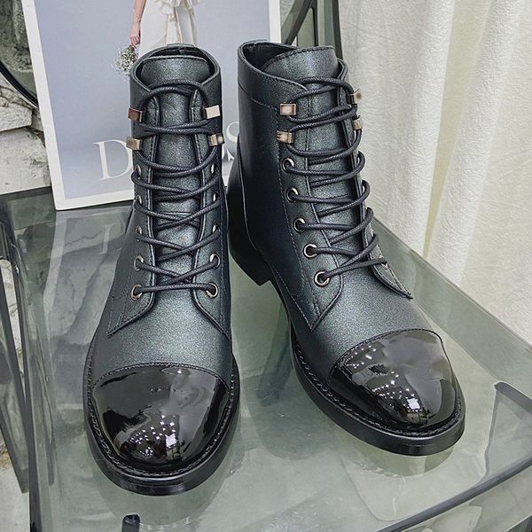 2021 real leather ankle lace up short winter women boots warm platform shoes bdrr, Black