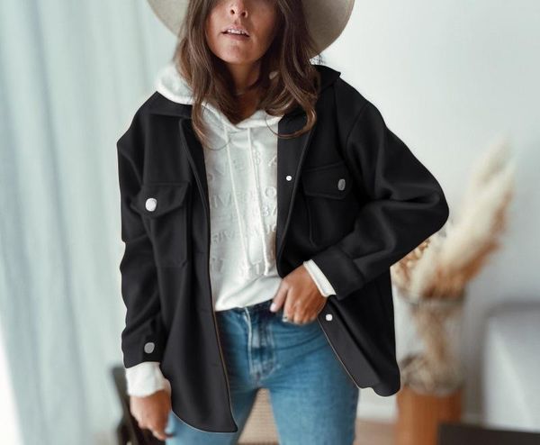 women's wool & blends 2021 casual long sleeve lapel pocket breasted woolen overalls woman jacket black coat
women's wool & blends 2021 casual long sleeve lapel pocket breasted woolen overalls woman jacket black coat