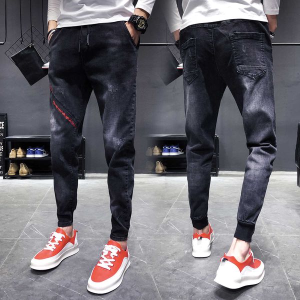 autumn cropped jeans korean trend slim leggings men's student fashion corset harem pants, Black
autumn cropped jeans korean trend slim leggings men's student fashion corset harem pants, Black