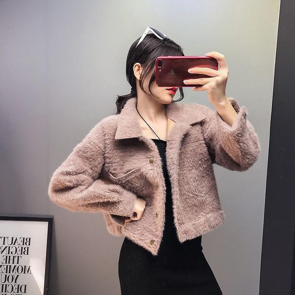 women 2021 autumn winter faux fur short coat female imitation jacket loose lapel overcoat thick warm outerwear s736, Black
women 2021 autumn winter faux fur short coat female imitation jacket loose lapel overcoat thick warm outerwear s736, Black