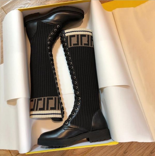 low price promotion woman f high tube lacing letter knitted stretch boots 2020 new women color matching flat bottom martin boots shoes, Black
low price promotion woman f high tube lacing letter knitted stretch boots 2020 new women color matching flat bottom martin boots shoes, Black