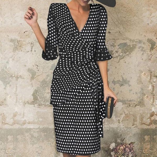 autumn dress women casual dot printed dress women fashion elegant v-neck dot print three quarter sleeve knee-length dress#g41, Black;gray
autumn dress women casual dot printed dress women fashion elegant v-neck dot print three quarter sleeve knee-length dress#g41, Black;gray