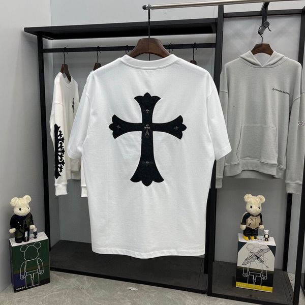 chao brand ch crosin вышивка крест кожа чистый хлопок коротким рукавом мужская и женская футболка, White 
chao brand ch crosin вышивка крест кожа чистый хлопок коротким рукавом мужская и женская футболка, White