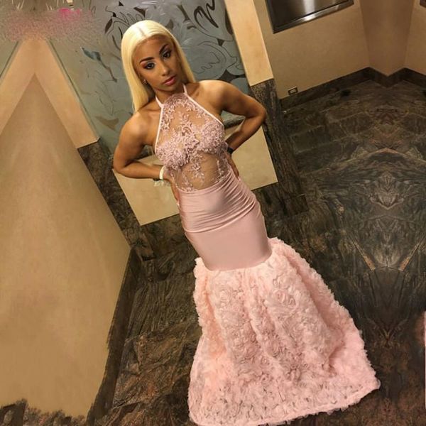 african black girls pink prom dresses halter neck appliques sleeveless 2021 mermaid 3d flowers backless evening gowns
african black girls pink prom dresses halter neck appliques sleeveless 2021 mermaid 3d flowers backless evening gowns
