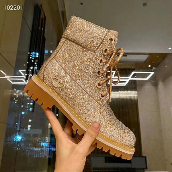 designer womens boots luxury golden rhinestone relief decoration lace-up round head low heel with box size 35-40, Black
designer womens boots luxury golden rhinestone relief decoration lace-up round head low heel with box size 35-40, Black