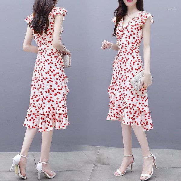 women dress casual cherry print chiffon summer dress ruffles sleeveless high waist girl slim elegant style vestidos1, Black;gray
women dress casual cherry print chiffon summer dress ruffles sleeveless high waist girl slim elegant style vestidos1, Black;gray