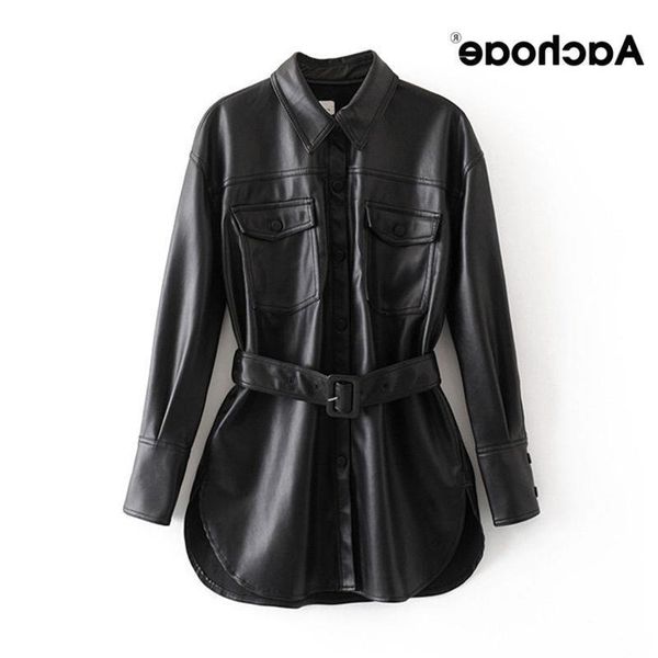 aachoae pu leather women spring single breasted long sleeve solid coat with belt vintage pocket buttons outwear ladies t200506, Black
aachoae pu leather women spring single breasted long sleeve solid coat with belt vintage pocket buttons outwear ladies t200506, Black