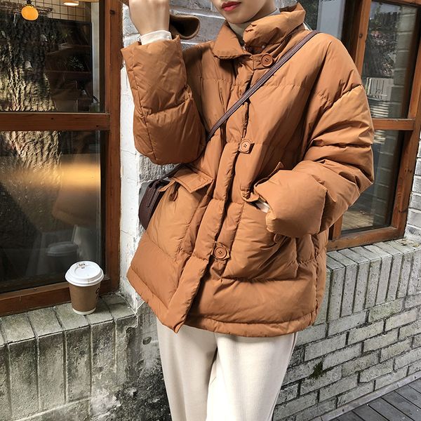 stand collar simple white duck down women's 2020 winter new korean long sleeve loose warm bread white winter coats q1215, Black
stand collar simple white duck down women's 2020 winter new korean long sleeve loose warm bread white winter coats q1215, Black