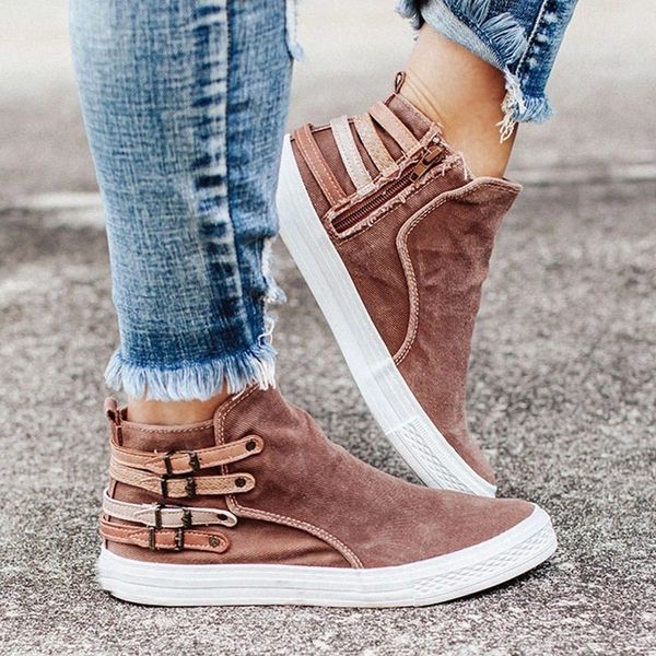 women boots 2020 autumn flat casual shoes high canvas shoes zipper buckle round toe ladies boots fashion women booties #iw6i, Black
women boots 2020 autumn flat casual shoes high canvas shoes zipper buckle round toe ladies boots fashion women booties #iw6i, Black