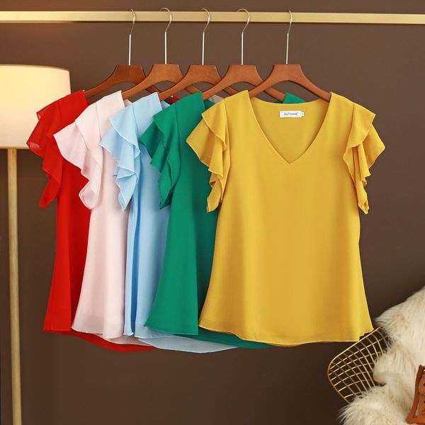 plus size chiffon blouse women summer casual new korean style butterfly sleeve v-neck woman blouses shirts lj200810, White
plus size chiffon blouse women summer casual new korean style butterfly sleeve v-neck woman blouses shirts lj200810, White