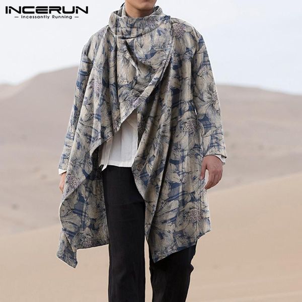 incerun men coats printing turtleneck 2020 long sleeve vintage trench cotton leisure cloak streetwear irregular ponchos autumn, Tan;black
incerun men coats printing turtleneck 2020 long sleeve vintage trench cotton leisure cloak streetwear irregular ponchos autumn, Tan;black